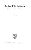 Cover of Der Begriff des Politischen