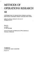 Cover of Contributions to production theory, natural resources, economic indices, and related topics