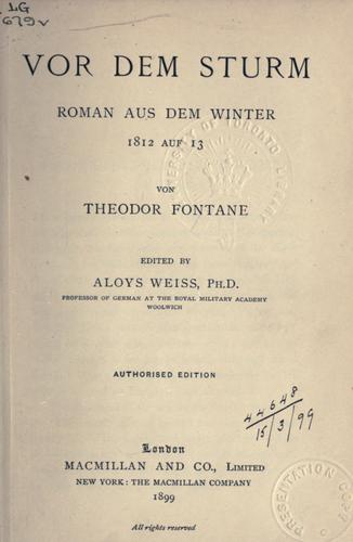 Cover of Vor dem Sturm