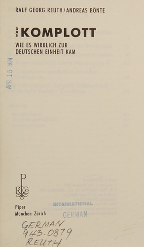 Cover of Das Komplott