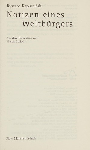 Cover of Notizen eines Weltbürgers
