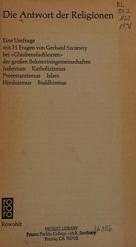 Cover of Die Antwort der Religionen