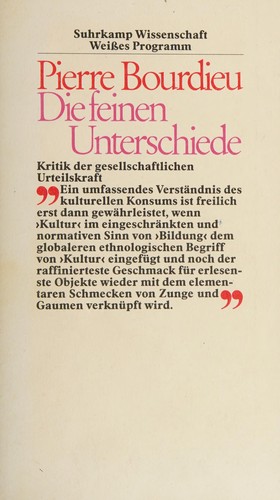 Cover of Die feinen Unterschiede