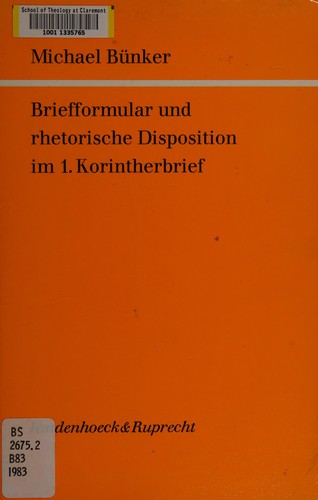 Cover of Briefformular und rhetorische Disposition im 1. Korintherbrief