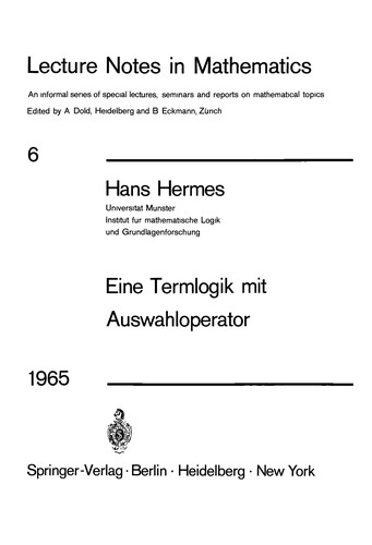 Cover of Eine Termlogik mit Auswahloperator