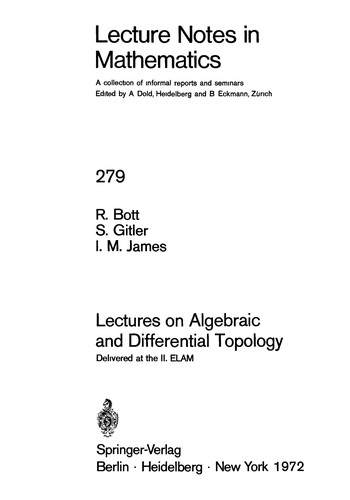 Cover of Lectures on algebraic and differential topology, delivered at the II. ELAM