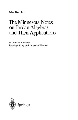 Cover of The Minnesota notes on Jordan algebras and their applications