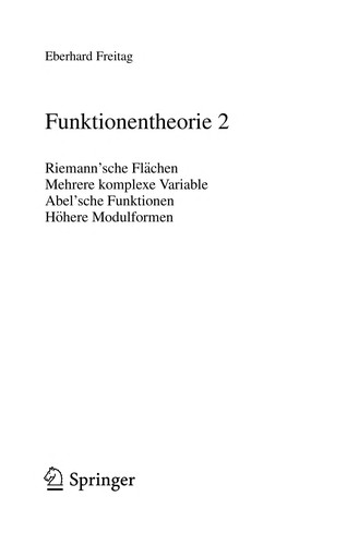 Cover of Riemann'sche Flächen, mehrere komplexe Variable, Abel'sche Funktionen, höhere Modulformen