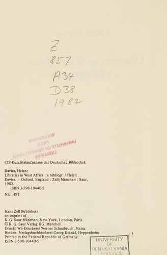 Cover of Libraries in West Africa