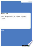 Cover of Eine Interpretation zu Salman Rushdies "Fury"