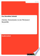 Cover of Direkte Demokratie in der Weimarer Republik