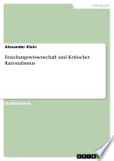 Cover of Erziehungswissenschaft und Kritischer Rationalismus