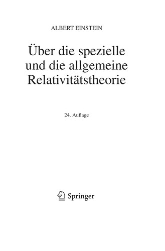 Cover of Über die spezielle und allgemeine Relativitäts-theorie (gemeinverständlich)