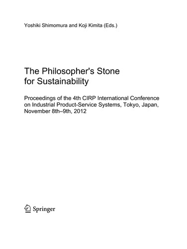 Cover of The Philosopher's Stone for Sustainability