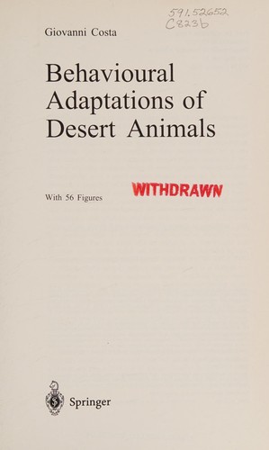 Cover of Behaviouraladaptations of desert animals