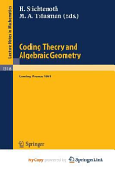 Cover of Coding Theory and Algebraic Geometry