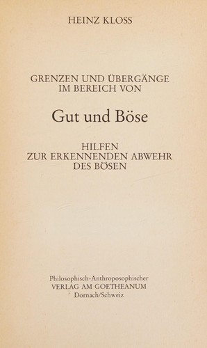 Cover of Grenzen und Übergänge im Bereich von Gut und Böse