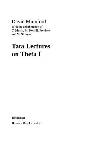 Cover of Tata Lectures on Theta I (Progress in Mathematics (Birkhauser Boston))