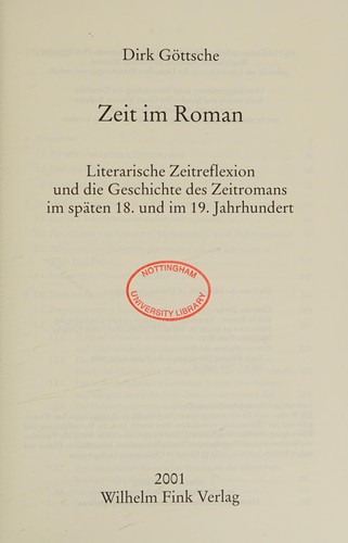 Cover of Zeit im Roman