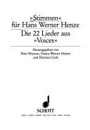 Cover of "Stimmen" für Hans Werner Henze