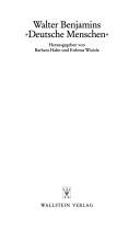 Cover of Walter Benjamins "Deutsche Menschen"