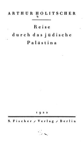 Cover of Reise durch das jüdische Palästina