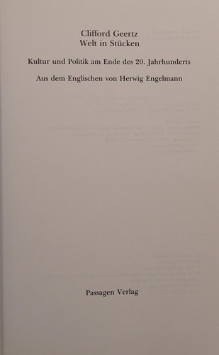 Cover of Welt in Stücken
