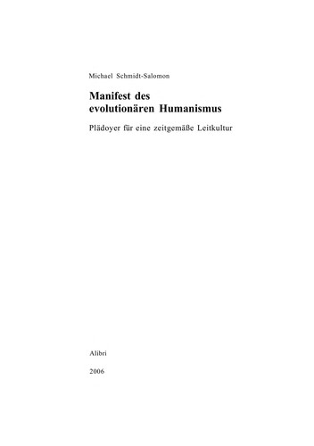 Cover of Manifest des evolutiona ren Humanismus
