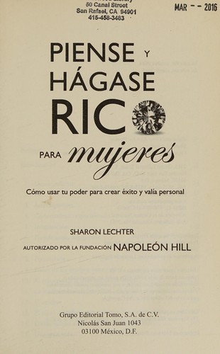Cover of Piense y hágase rico para mujeres