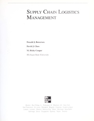 Cover of Supply chain logistics management