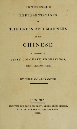 Cover of Picturesque representations of the dress and manners of the Chinese
