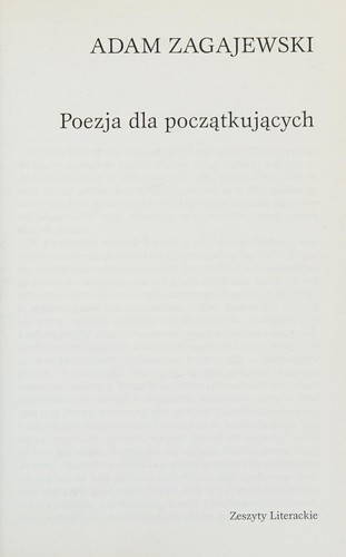 Cover of Poezja dla poczatkujacych