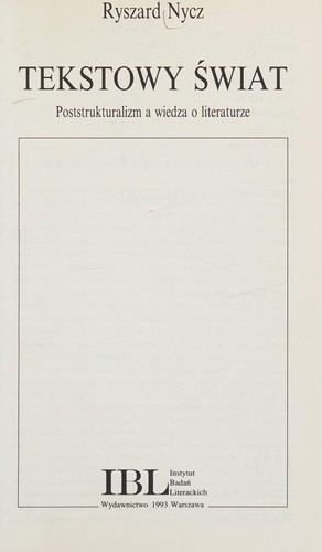 Cover of Tekstowy świat