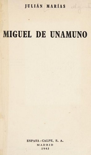 Cover of Miguel de Unamundo