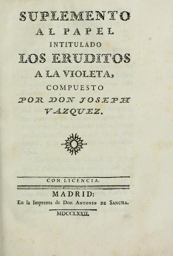 Cover of Suplemento al papel intitulado Los eruditos a la violeta