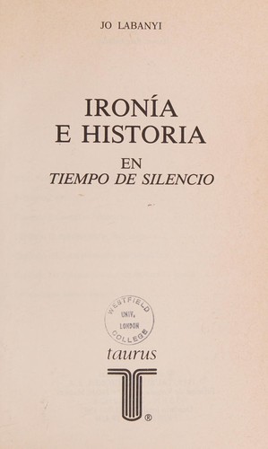 Cover of Ironía e historia en Tiempo de silencio