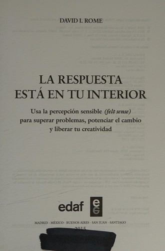 Cover of La respuesta esta en tu interior (Spanish Edition)