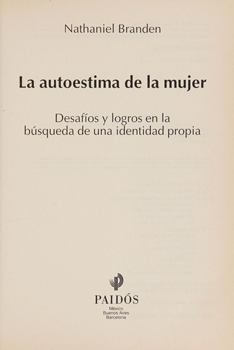 Cover of La autoestima de la mujer