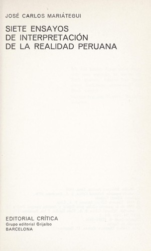 Cover of Siete ensayos de interpretación de la realidad peruana