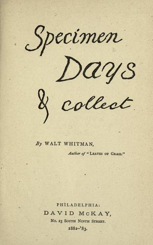Cover of Specimen days & Collect
