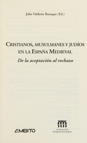 Cover of Cristianos, musulmanes y judíos en la España Medieval