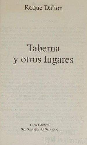 Cover of Taberna Y Otros Lugares