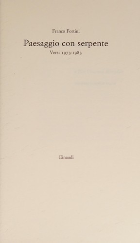 Cover of Paesaggio con serpente