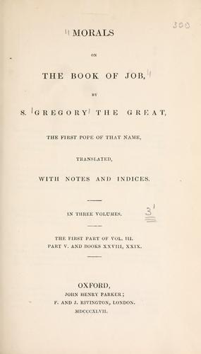 Cover of Moralia in Job