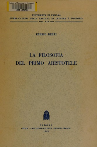 Cover of La filosofia del primo Aristotele