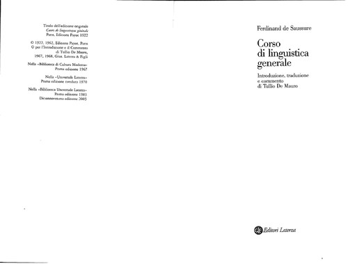 Cover of Corso di linguistica generale