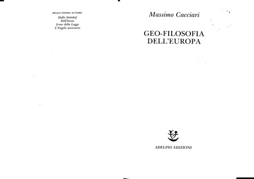 Cover of Geofilosofia dell'Europa