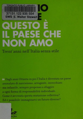 Cover of Questo è il paese che non amo