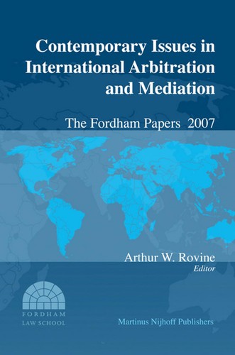 Cover of Contemporary issues in international arbitration and mediation