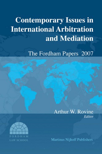 Cover of Contemporary issues in international arbitration and mediation